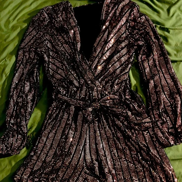 Quiz | Pants & Jumpsuits | Quiz Pink And Black Shimmer Romper Size Us |  Poshmark
